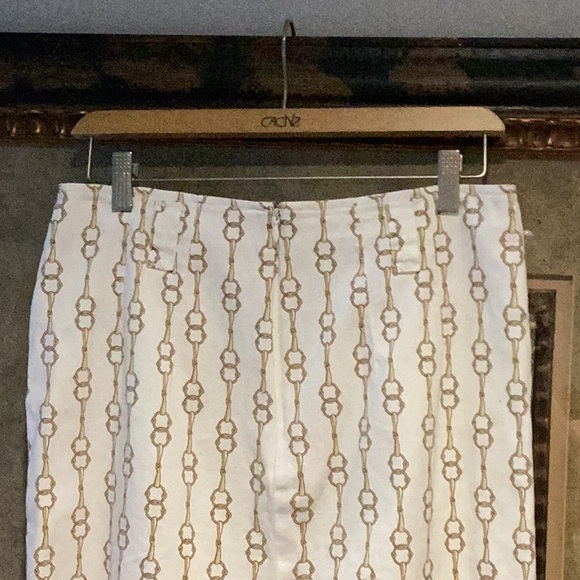 Ellen Tracy White Equestrian Print Skirt w/ Back Slit - Picture 6 of 8